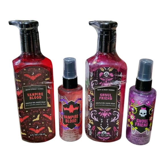 HALLOWEEN SPECIAL! GEL HAND SOAPS & DIAMOND SHIMMER FRAGRANCE MISTS 4-PIECE SET - Picture 2 of 2